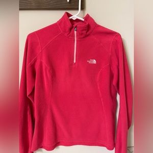 Cute fleece quarter zip up! Worn 2x. Size: S-Petite Color is btw a Pink & Red!